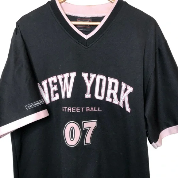 Vintage City Athletics New York Street‎ Ball Jersey Black V-Neck Women's Large - Picture 8 of 16